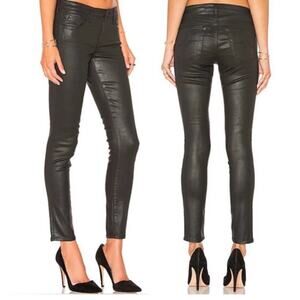 Adriano Goldschmied Faux Leather Ankle Jeans Skinny Legging Metallic Gunmetal 25